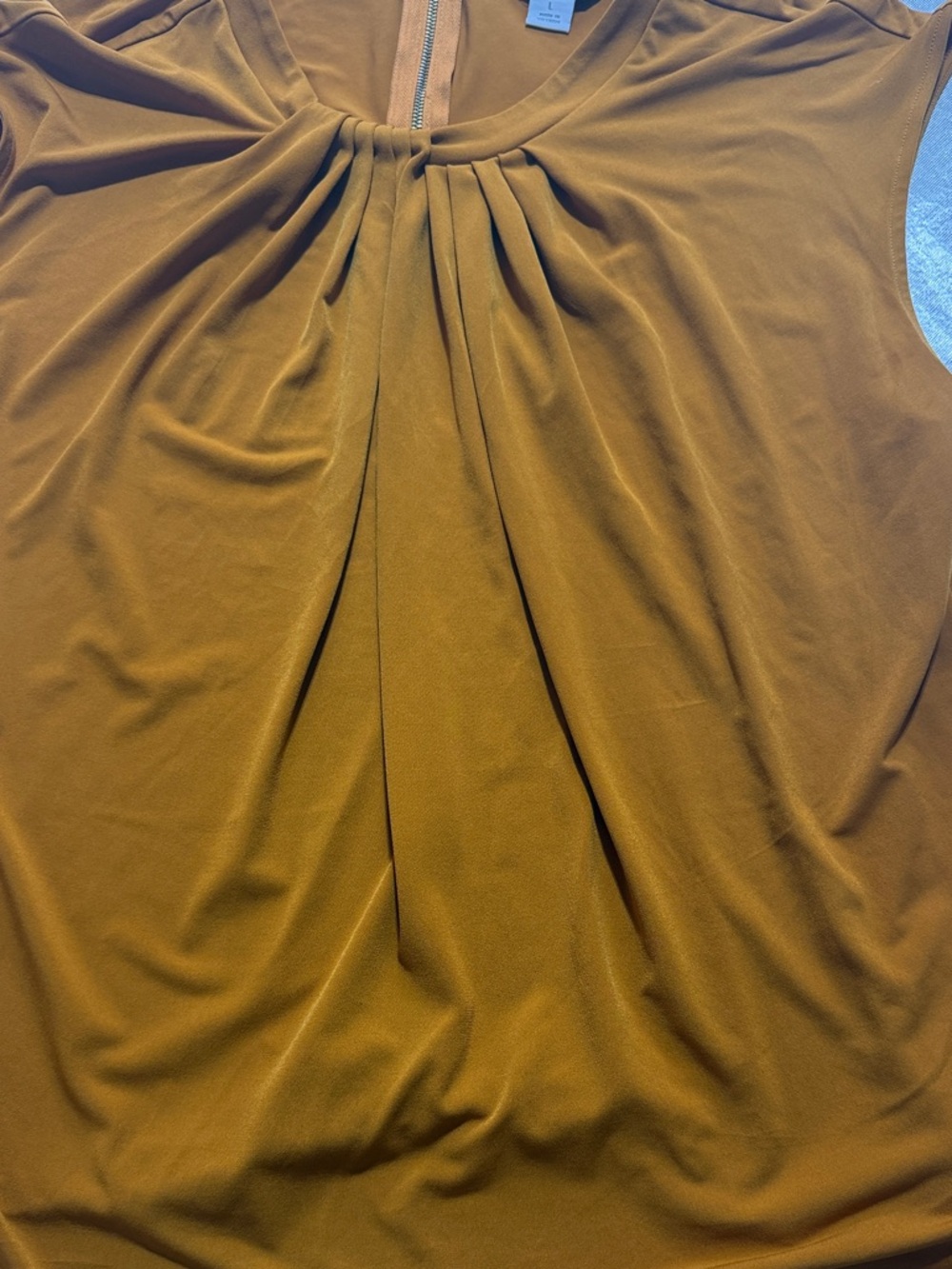 Liz Claiborne Sleeveless Pleated Front Blouse in mustang  Brown